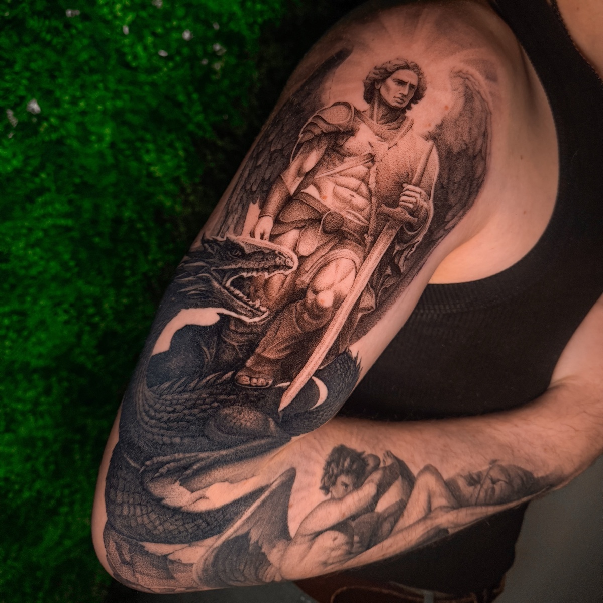 Erzengel Michael · Oberarm · Tattoo von Inna, Velvet Line Karlsruhe